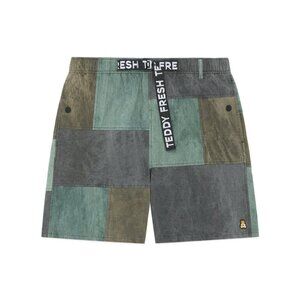 Teddy Fresh Pieced Together Patchwork Shorts w/ Built-In Belt size XS NWT NEW